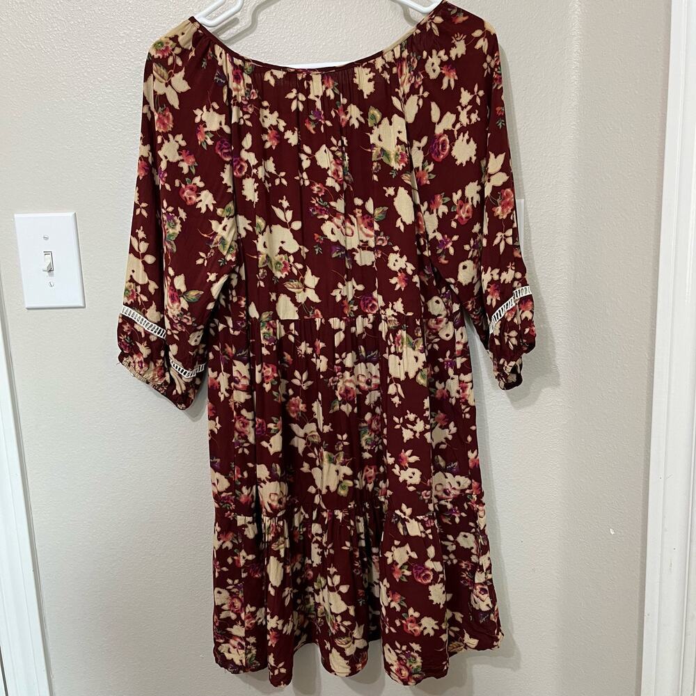 Kori‎ America Floral Dress Size Medium Light  Gauzy Tiered Cottagecore Boho